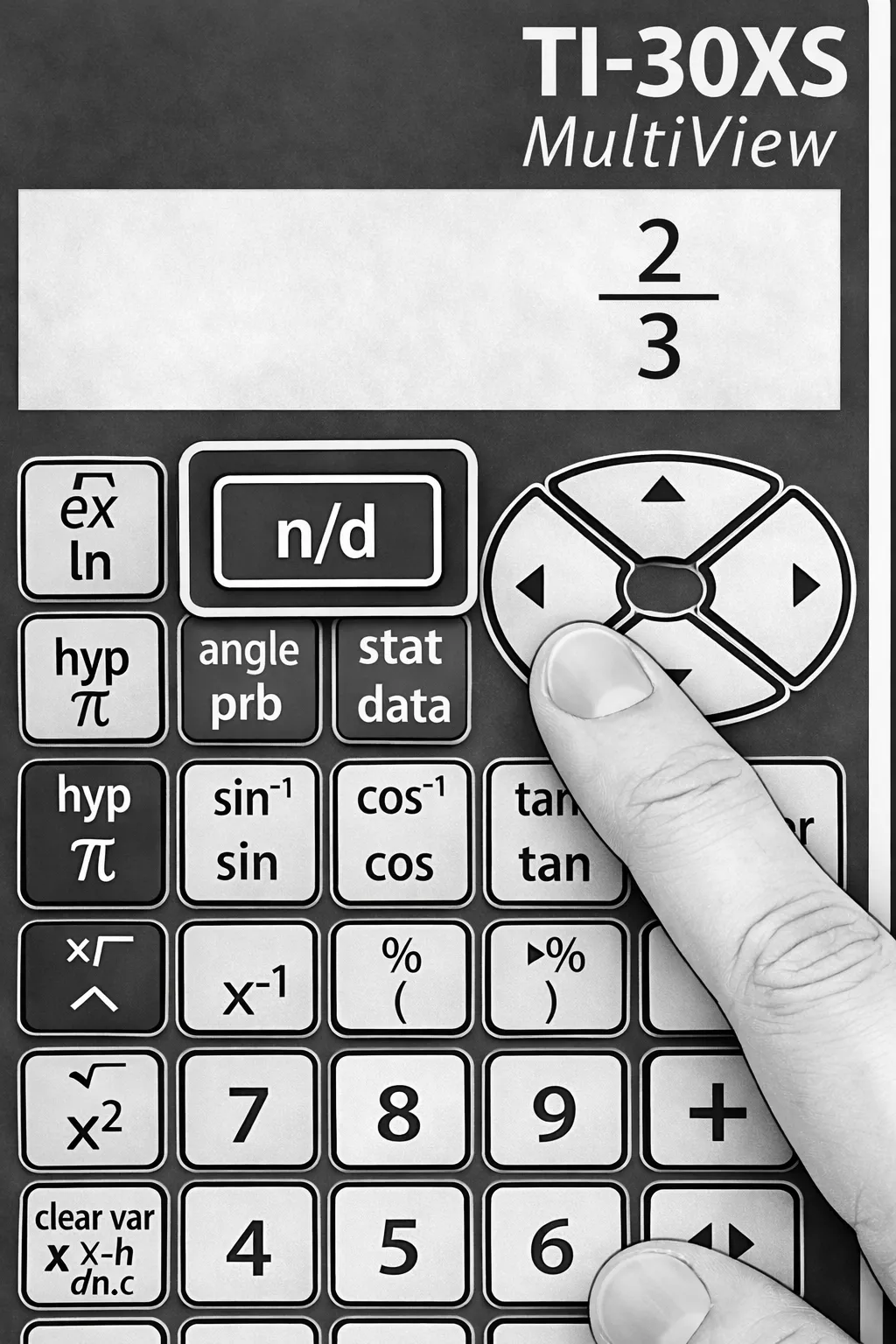 Highlighted fraction button on the TI-30XS