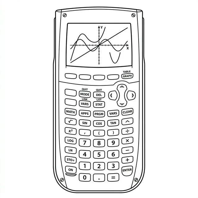 Layout view of the TI-84 faceplate showing buttons and upper screen