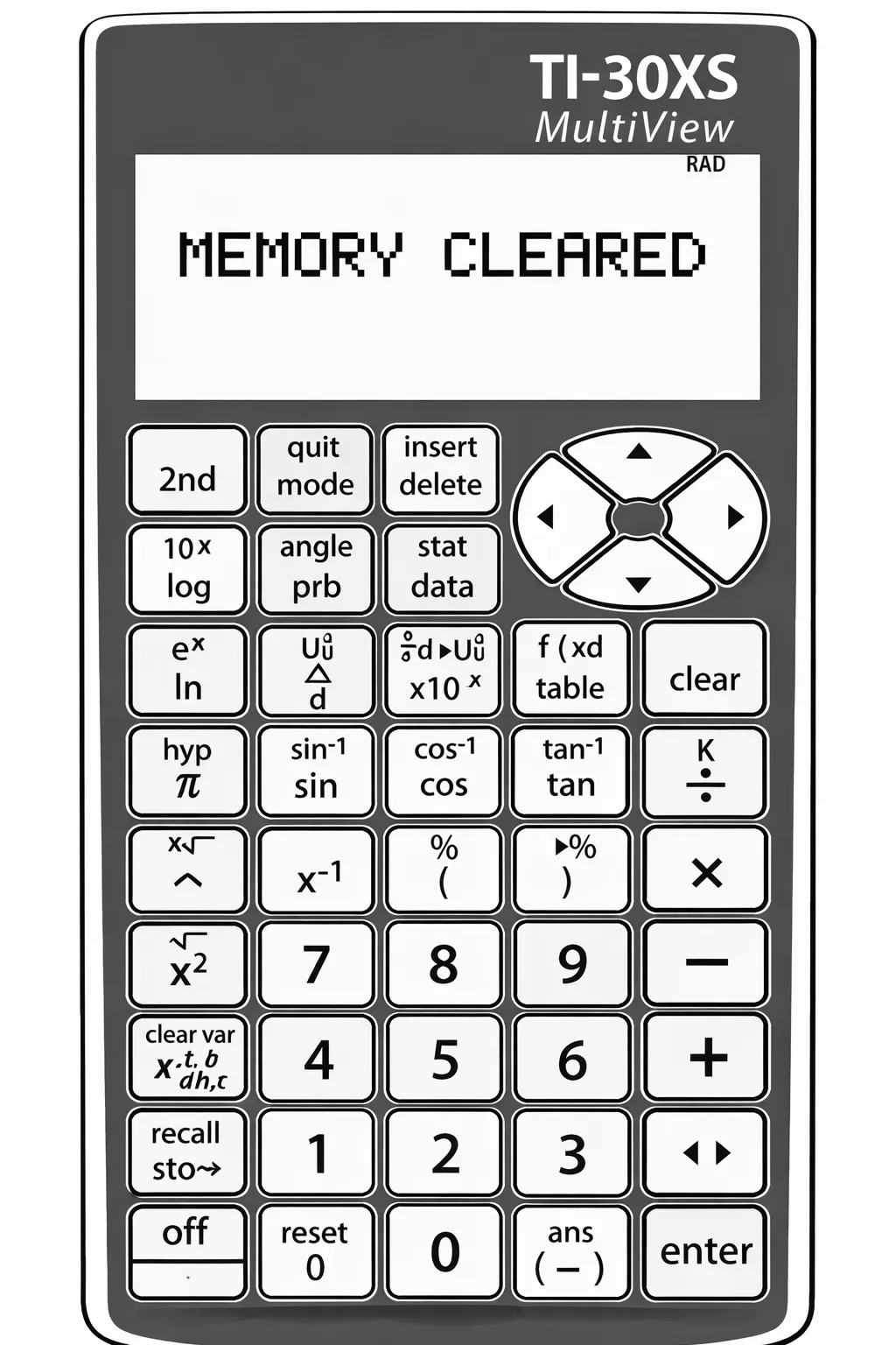 Layout view of the taller TI-30XS Multiview calculator