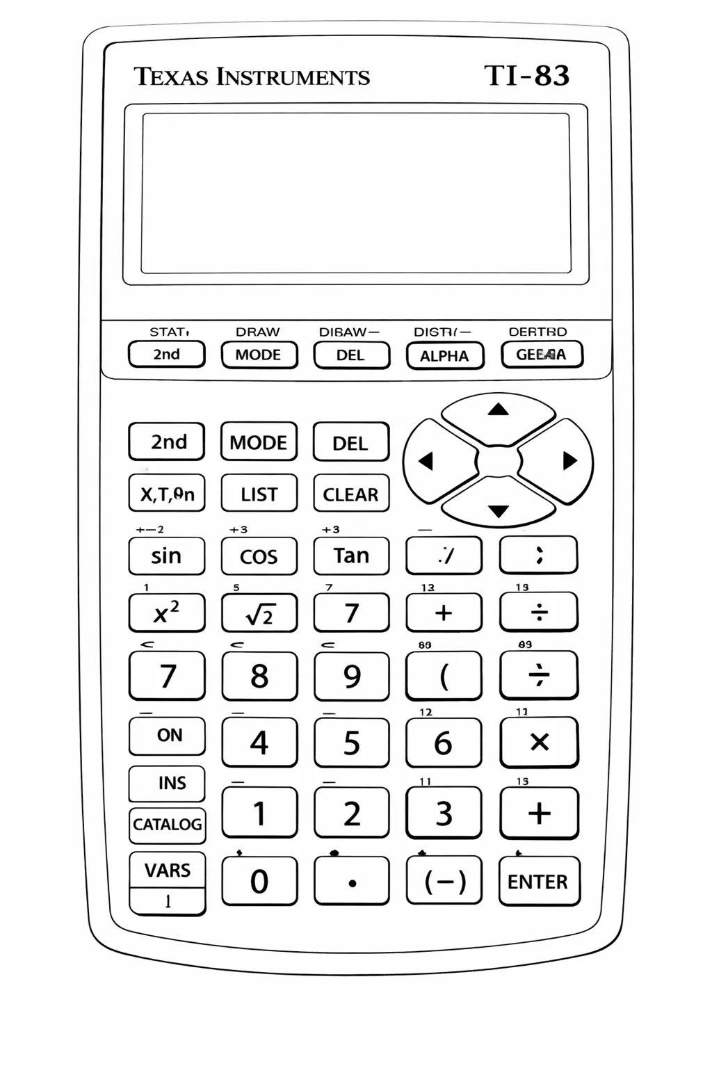 Classic rigid TI-83 graphing layout box