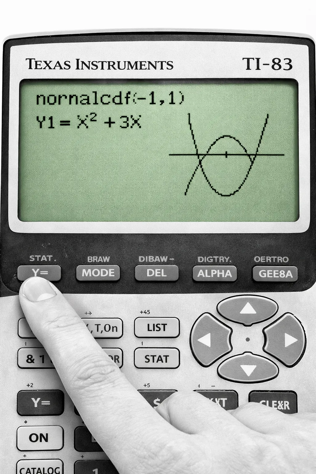 Old school vintage green TI-83 math screen