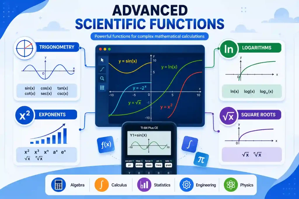 Online ti calculator for students used for math, graphing, and problem solving